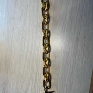 Vintage Ann Klein gold tone signed paper clip link toggle closure bracelet